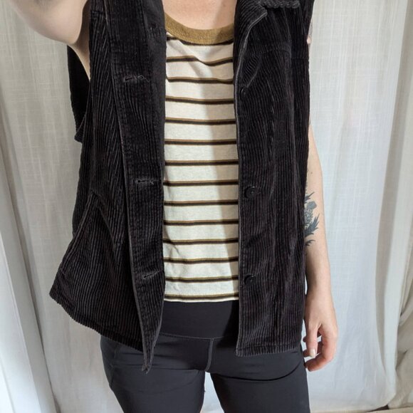 Nordstrom Black Collared Button Down Cotton Corduroy Vest XL - Picture 2 of 10